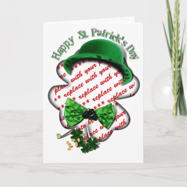 Four Leaf Clover Frame St Patrick's Day Card (Front)