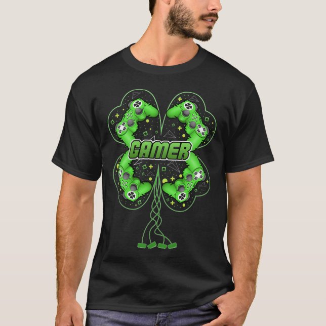 Four Leaf Clover Gaming St Patty St Patricks Day P T-Shirt (Front)