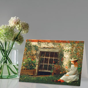 Four Leaf Clover Girl Winslow Homer Note Card