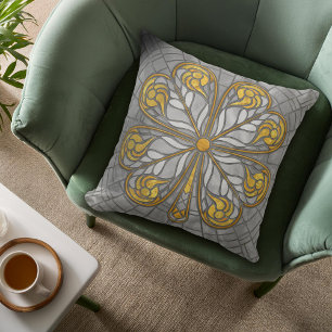 Four-leaf clover - Gold and Pearl Mosaic Cushion