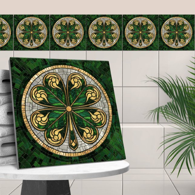 Four-leaf clover - Gold, Malachite Pearl  Tile (Creator Uploaded)