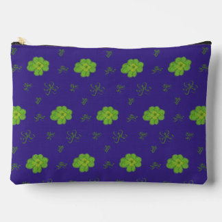 Four-Leaf Clover Green and Dark Blue Accessory Pouch
