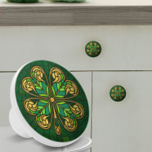 Four-leaf clover - Green and Gold Mosaic