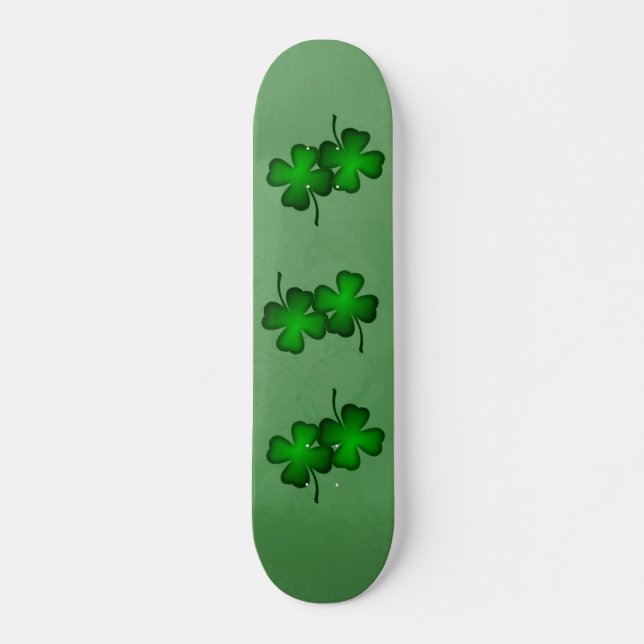 Four Leaf Clover Green Irish Skate Board Deck (Front)