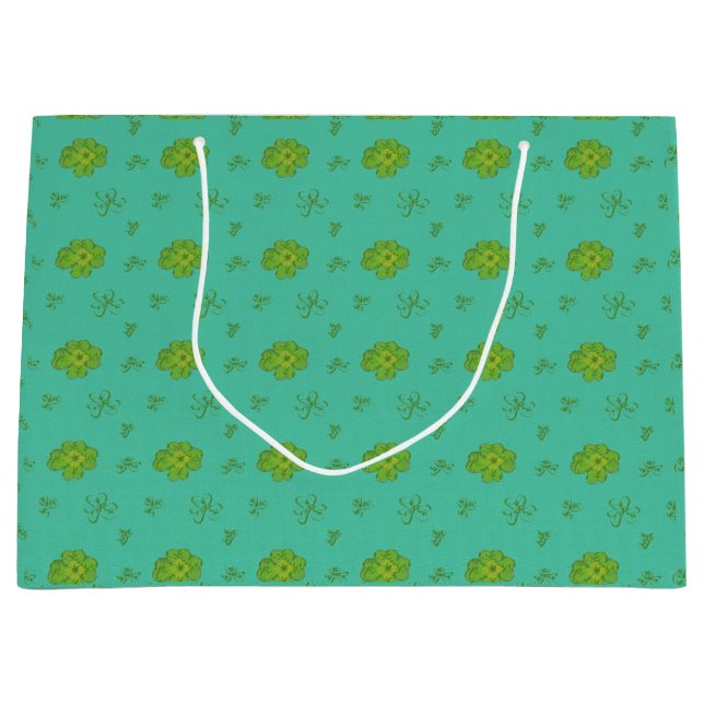 Four-leaf Clover Green Large Gift Bag (Front)