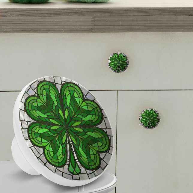 Four-leaf clover - Green Marble and Pearl Ceramic Knob (Creator Uploaded)