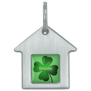 Four Leaf Clover Green Pet ID Tag