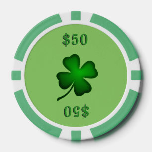 Four Leaf Clover Green Poker Chips