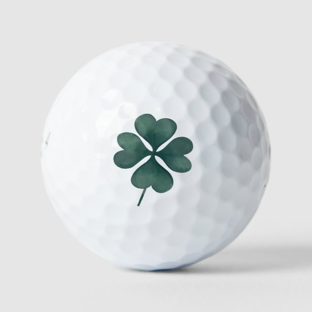 Four Leaf Clover Green Watercolor Golf Balls (Front)