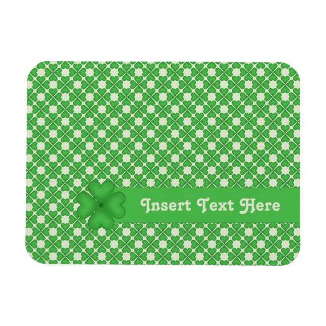 Four leaf Clover Hearts pattern Customisable Magnet (Horizontal)