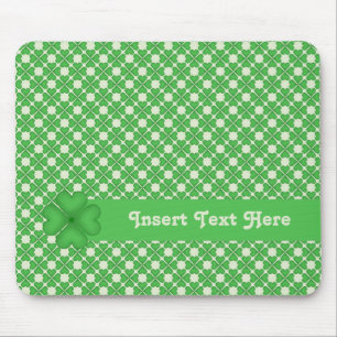 Four leaf Clover Hearts pattern Customisable Mouse Mat