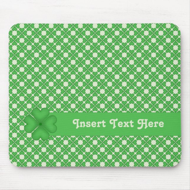 Four leaf Clover Hearts pattern Customisable Mouse Mat (Front)