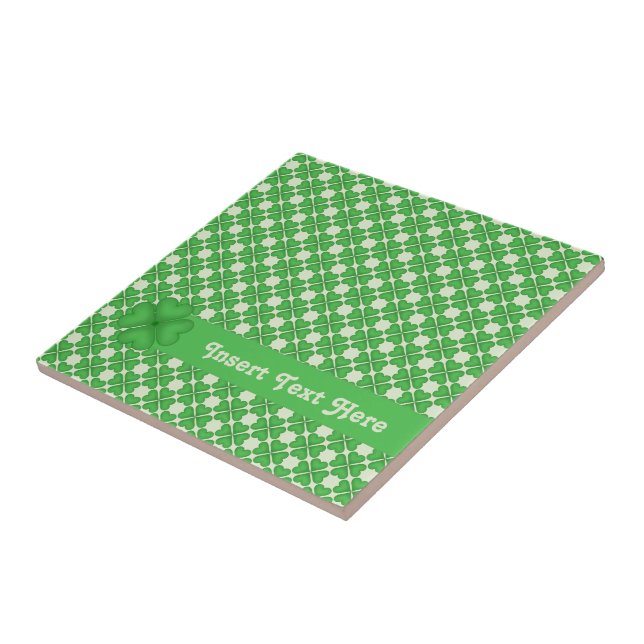 Four leaf Clover Hearts pattern Customisable Tile (Side)