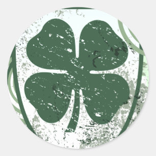 four leaf clover : hi-fi : classic round sticker