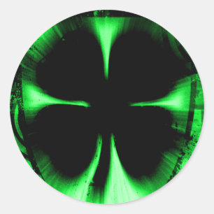 four leaf clover : hi-fi : classic round sticker