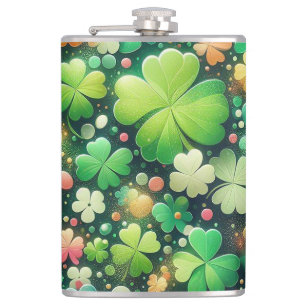 Four Leaf Clover Hip Flask