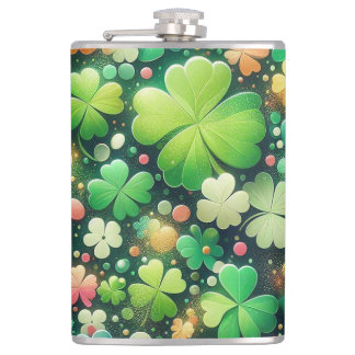 Four Leaf Clover Hip Flask