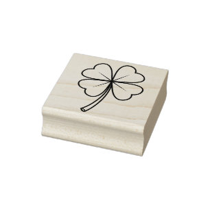 Four leaf clover in Black Lines Silhouette Rubber Stamp