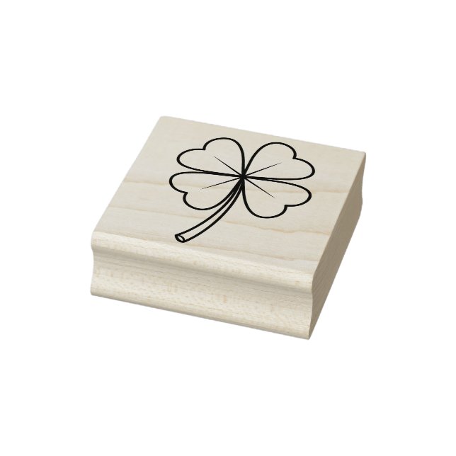 Four leaf clover  in Black Lines Silhouette  Rubber Stamp (Stamp)