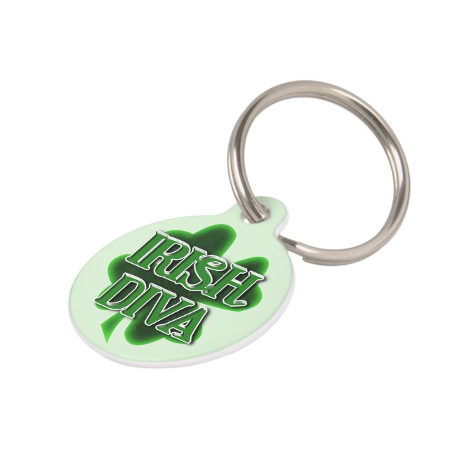 Four Leaf Clover Irish Diva Pet  Pet Tag (Side)