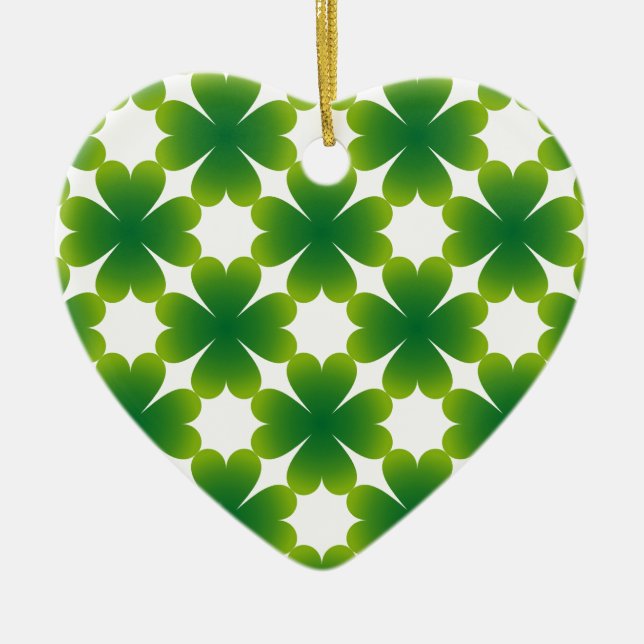 Four Leaf Clover Irish Shamrock Custom Gift Item Ceramic Tree Decoration (Front)