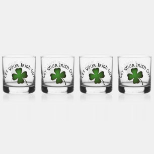 Four Leaf Clover Let Your Irish Out Whiskey Glass