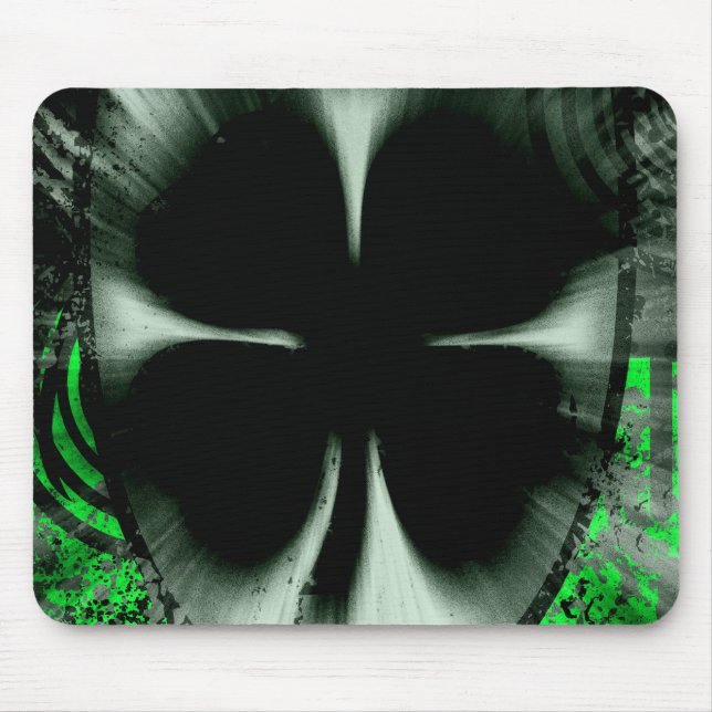 four leaf clover. light burst. mouse mat (Front)