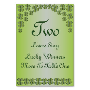 Four Leaf Clover Lucky Irish Table Card #2
