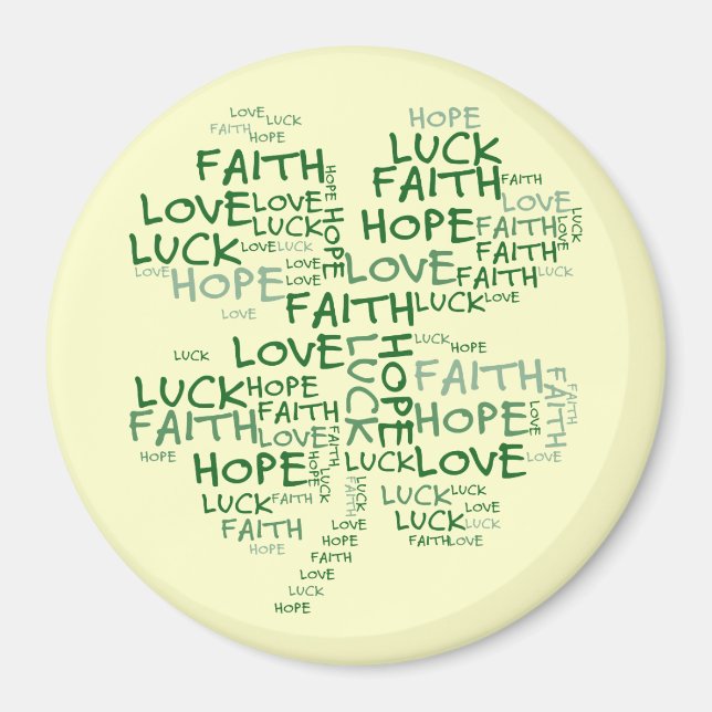 Four Leaf Clover Meaning: Hope, Faith, Love, Luck Magnet (Front)