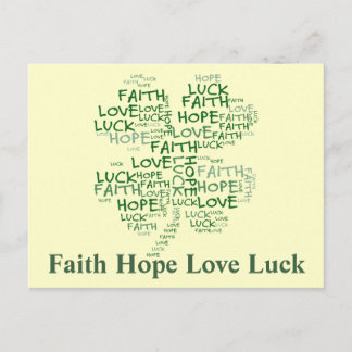 Four Leaf Clover Meaning: Hope, Faith, Love, Luck Postcard