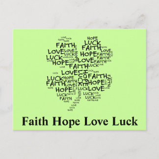 Four Leaf Clover Meaning: Hope, Faith, Love, Luck Postcard