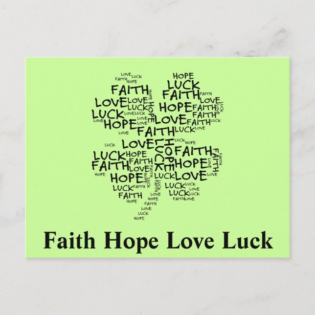 Four Leaf Clover Meaning: Hope, Faith, Love, Luck Postcard (Front)