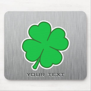 Four Leaf Clover; metal-look Mouse Mat