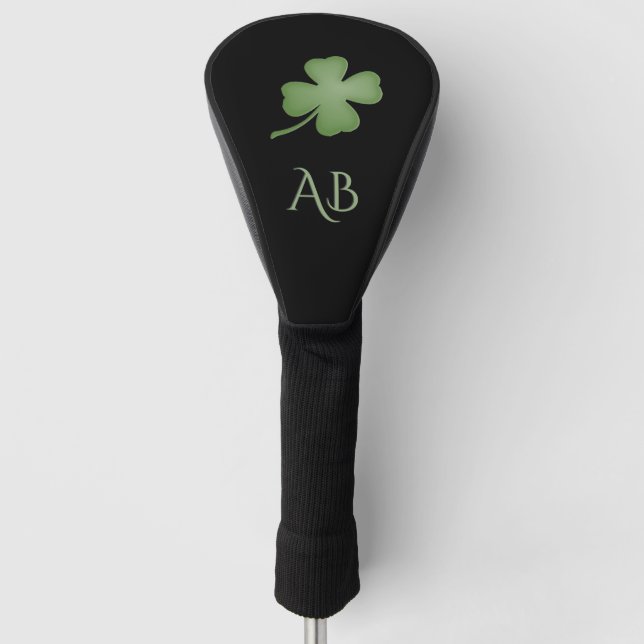 Four Leaf Clover Monogrammed Golf Head Cover (Front)
