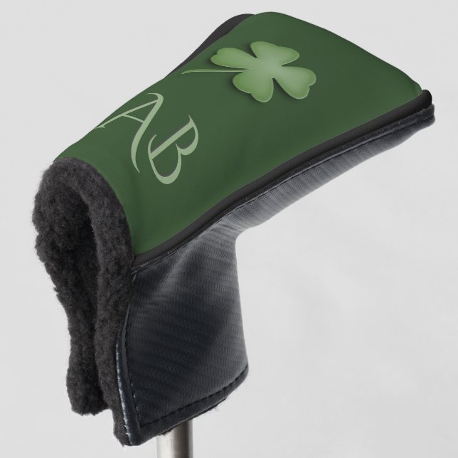 Four Leaf Clover Monogrammed Golf Head Cover (3/4 Front)