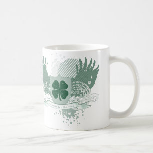 four leaf clover. one more for the road. coffee mug