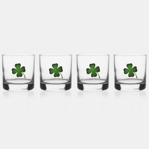 Four Leaf Clover One to Four Whiskey Glass
