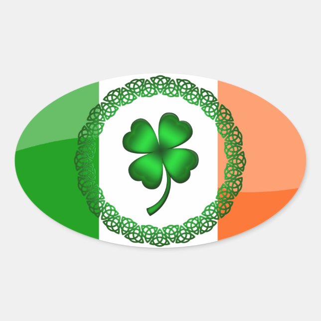 Four Leaf Clover Oval Sticker (Front)