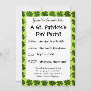 Four Leaf Clover Pattern Invitation