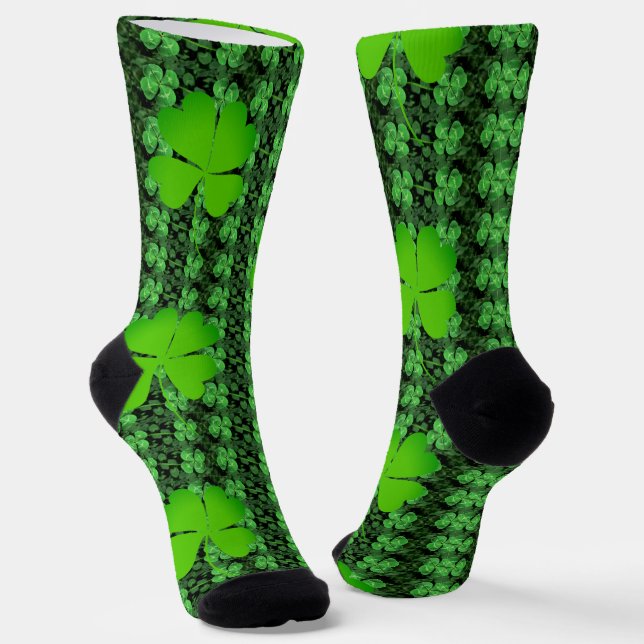 Four-leaf Clover Pattern St Patrick's Day S Socks (Angled)