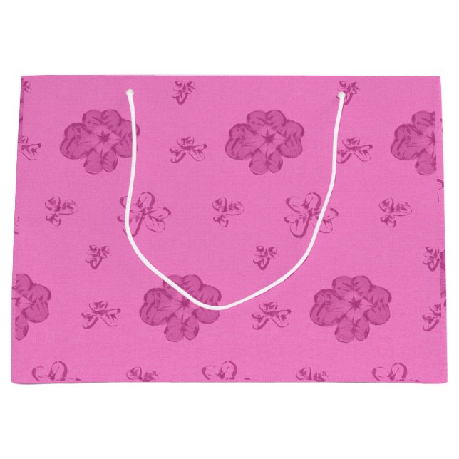 Four-Leaf Clover Pink Large Gift Bag (Front)