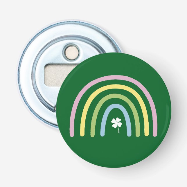 Four Leaf Clover Rainbow St Patrick's Day  Bottle Opener (Front)