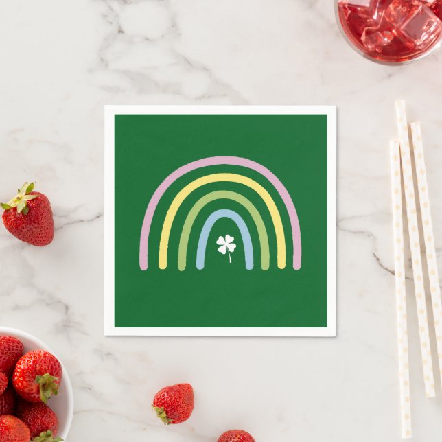 Four Leaf Clover Rainbow St Patrick's Day  Napkin (Insitu)