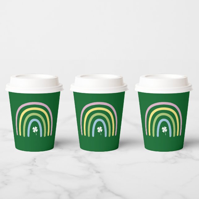 Four Leaf Clover Rainbow St Patrick's Day  Paper Cups (Multi)