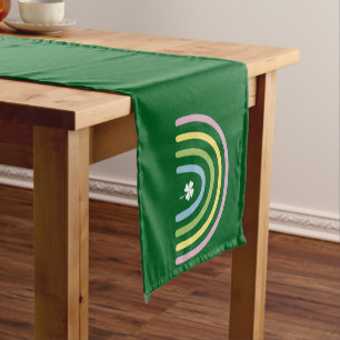 Four Leaf Clover Rainbow St Patrick's Day Short Table Runner