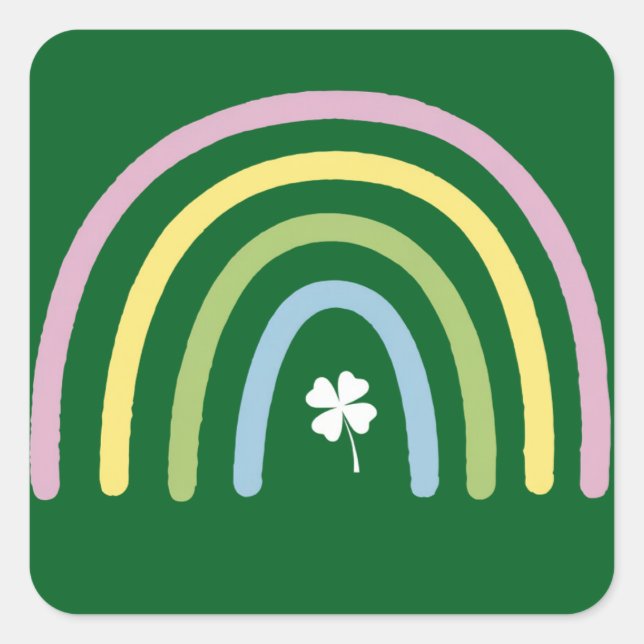 Four Leaf Clover Rainbow St Patrick's Day  Square Sticker (Front)