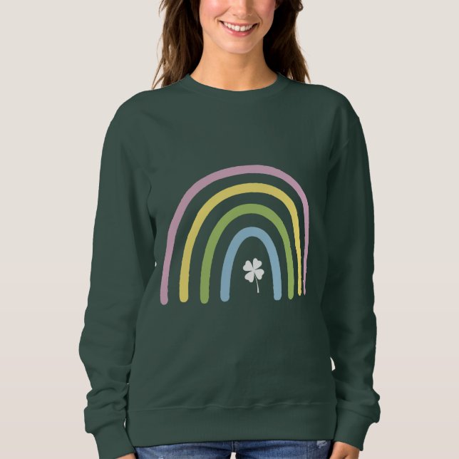 Four Leaf Clover Rainbow St Patrick's Day  Sweatshirt (Front)