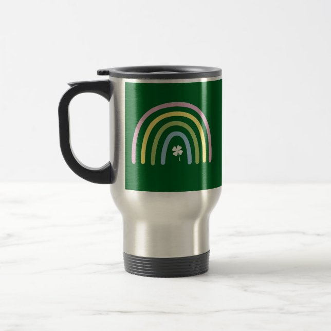 Four Leaf Clover Rainbow St Patrick's Day  Travel Mug (Left)