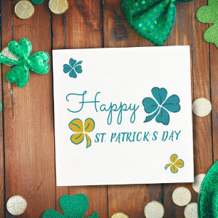 Four Leaf Clover Shamrock Happy St. Patrick`s Day  Napkin