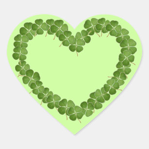 Four Leaf Clover Shamrock Heart Sticker